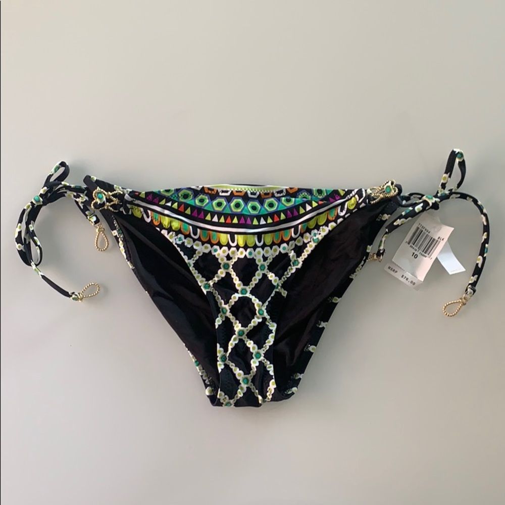 Nwt Trina Turk String Bikini Bottom Gold Accents - image 1